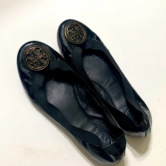 Tory Burch Shoes Tory Burch Flats Black Patent Leather Gold